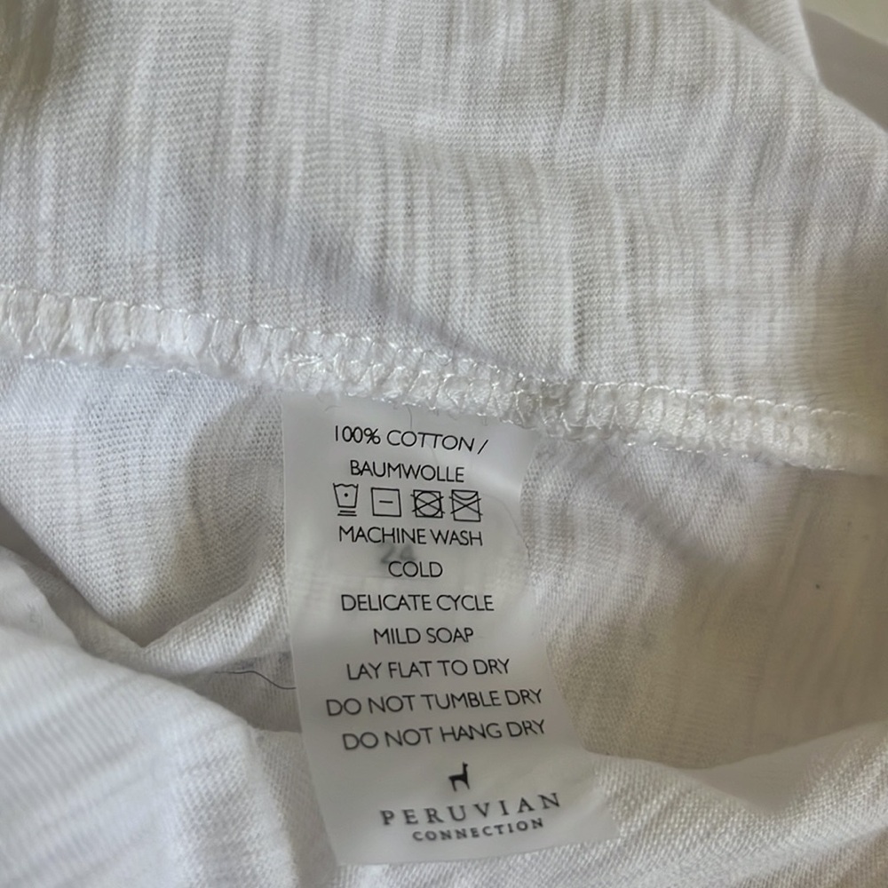Peruvian Connection White Ruffle Sleeve Top Large 100% cotton - Picture 4 of 8